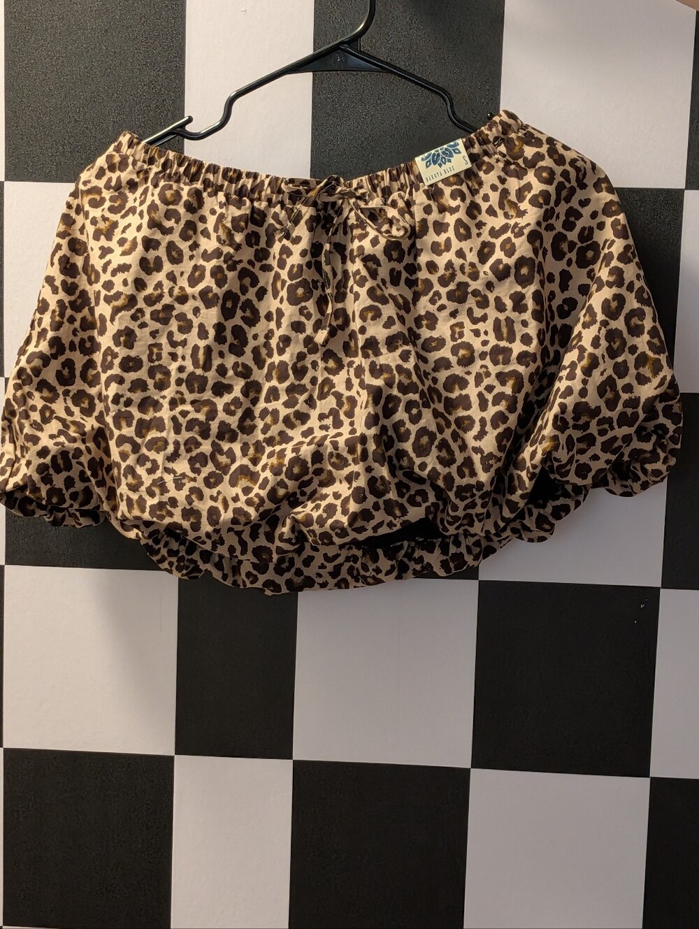 NWT Leopard-Print Mini Bubble Skirt
